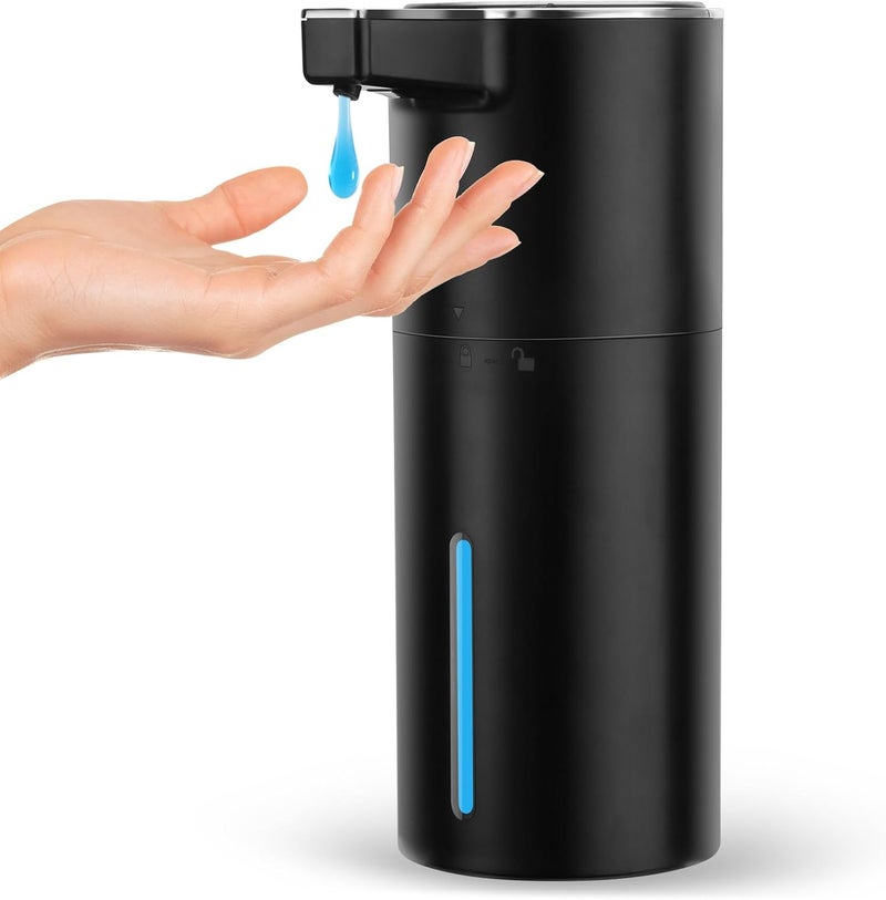 GURITHE Automatic Soap Dispenser Liquid Touchless: 13.52oz/400ml Wall USB Rechargeable - 4-Level Adjustable Modern Electric Hand Soap Dispenser - Kitchen Bathroom Kids Family Black - Image 1